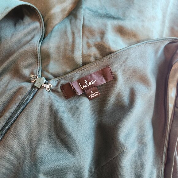 Lulus Perfect Refinement Emerald Satin Dress Size L NWOT - Picture 6 of 8